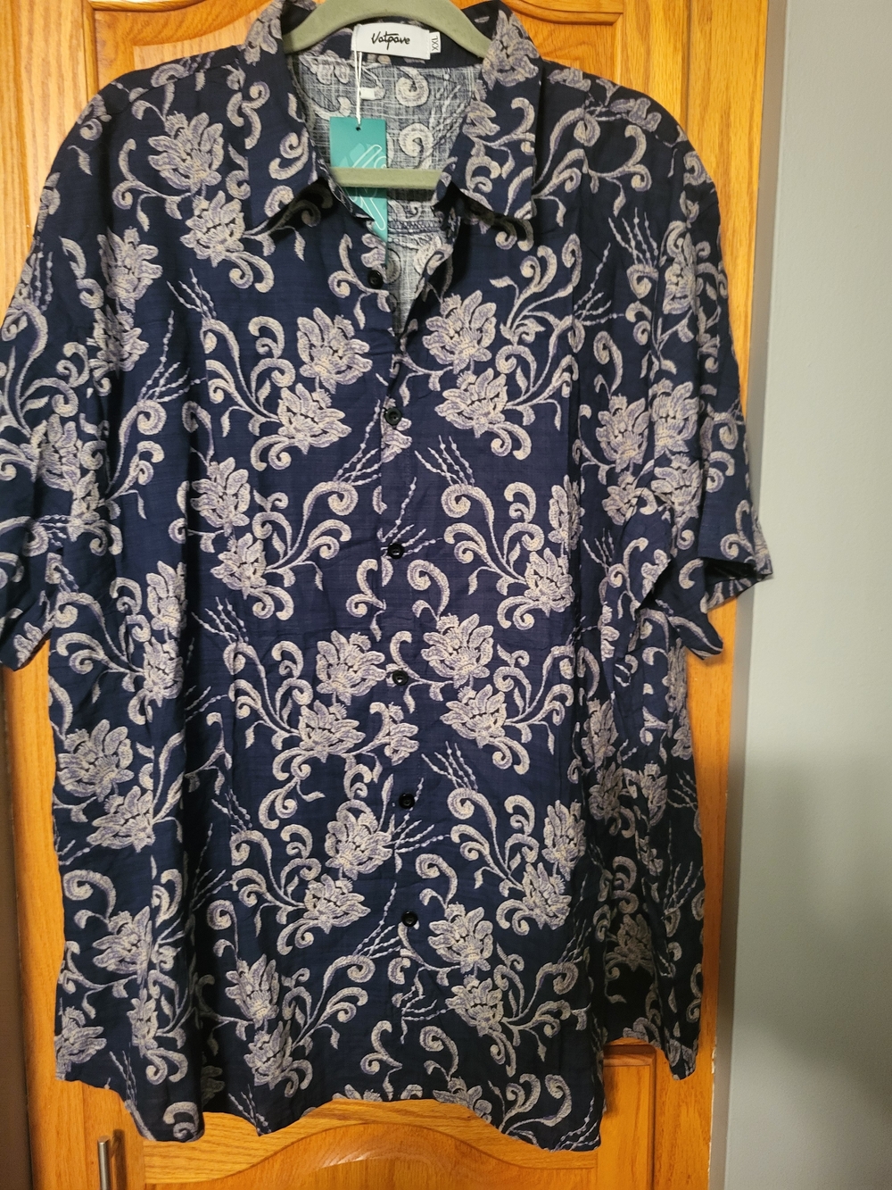 NEW Vatpave Navy Men’s Hawaiian Button Down Shirt Sz XXL